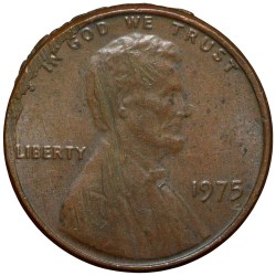 Bronze 1 Cent of USA (AD 1975) with Abraham Lincoln