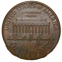 Alternative view of Bronze 1 Cent of USA (AD 1975) with Abraham Lincoln