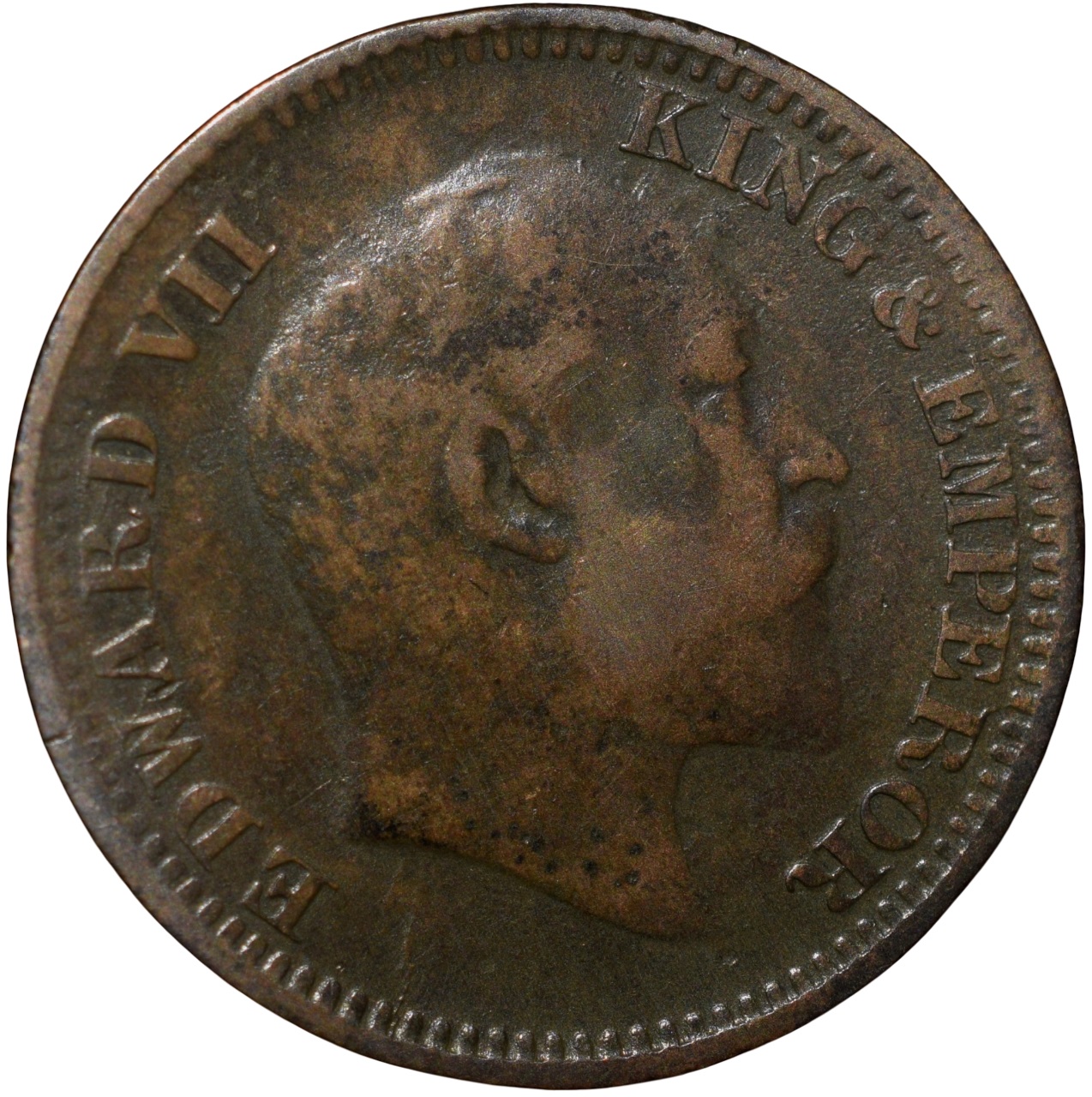 Bronze 1/2 Pice of Edward VII ( AD1910) of Calcutta Mint Very Fine Scarce
