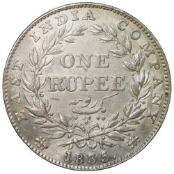 Alternative view of Silver Rupee of William IIII (AD 1835) of Calcutta Mint No initials at the truncation of King's neck GK33 Rare