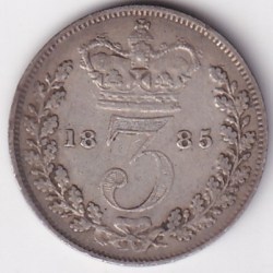 1885 Three Pence Silver Extra Fine Detail Victoria Coin Rare