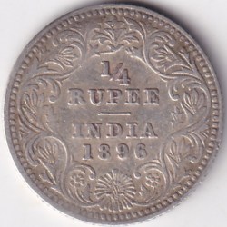 1/4 Rupee Victoria 1896 Silver Rare Coin Collector Choice