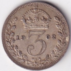 Collector Choice 3 Pence 1902 King Ewdard VII Silver Rare Coin