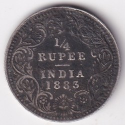 1/4 Rupee Victoria 1883 Silver Rare Coin Collector Choice