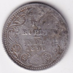 1/4 Rupee Victoria 1890 Silver Rare Coin Fine