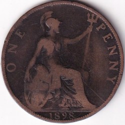 Alternative view of One Penny 1898 UK Victoria Side Face Very Fine Coin Rare