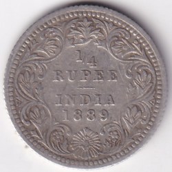 1/4 Rupee Victoria 1889 Silver Rare Coin Collector Choice