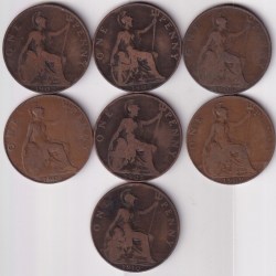 King Edward VII Penny Seven Coins Collections set