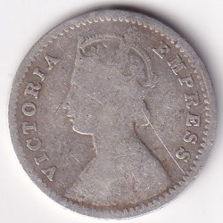 Alternative view of British India Two Annas 1883 Victoria Silver Rare Coin