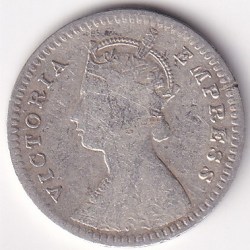 Alternative view of British India Two Annas 1886 Victoria Silver Rare Coin