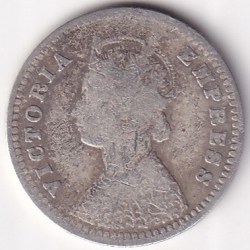 Alternative view of British India 2 Annas 1892 Victoria Silver Rare Coin