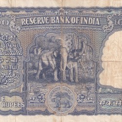 Alternative view of 100 Rupees Very Old HVR IYENGAR Big Size Elephant Issue Note Rare #3