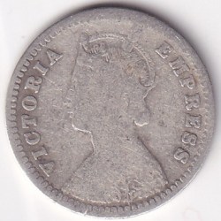 Alternative view of British India 2 Annas 1900 Victoria Silver Rare Coin
