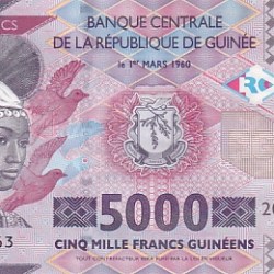 Guinea 5000 Francs Unc Note of 2022 Rare