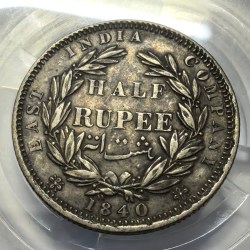 Alternative view of British India Half Rupee 1840 Divided Legend Silver Coin High Grade Coin