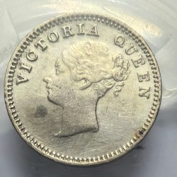 British India Two Annas 1841 Continuous Legend S Incuse Madras. Mint Silver Coin High Grade Coin