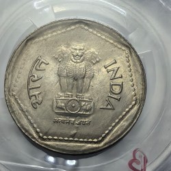 Alternative view of 1 Rs 1983 Mumbai Mint Coin Rare