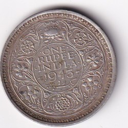 India - British 1 Rupee - George VI 1943 BOMBAY MINT EXTREME RARE RARE COIN #N-306