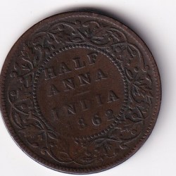 British India Victoria ½ Anna BIG SIZE RARE COIN #N-307