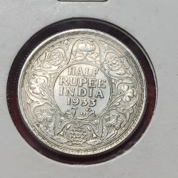 HALF RUPEE SILVER COIN GEORGE V 1933 CALCUTTA MINT HIGH CONDITION COIN