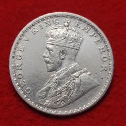 Alternative view of ONE RUPEE SILVER COIN GEORGE V YEAR 1914 BOMBAY MINT HIGH CONDITION COIN