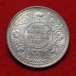 RARE ONE RUPEE SILVER COIN GEORGE V 1915 BOMBAY MINT UNC CONDITION