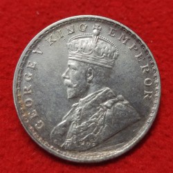 Alternative view of ONE RUPEE SILVER COIN GEORGE V YEAR 1914 CALCUTTA MINT HIGH CONDITION