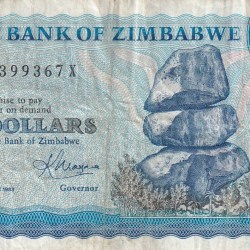 ZIMBABWE TWO DOLLARS OLD ISSUE WORLD NOTE 1 NOTE