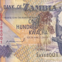 ZAMBIA 100 KWACHA OLD ISSUE WORLD NOTE