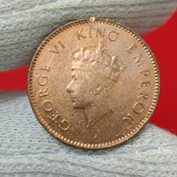 Alternative view of George Vi One Quarter Anna Scare Coin 1938 Year Calcutta Mint British of India