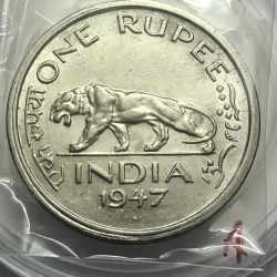 Alternative view of George VI One Rupee 1947 Copper Nickel Coin
