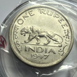 Alternative view of George VI One Rupee 1947 Copper Nickel Coin