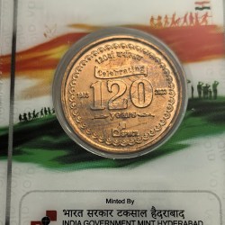 Alternative view of Extremely Rare Chandrayan 3 Azadi Ka Amrit Mohatsav Copper Medal Issued By Hyderabad Mint