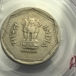 Alternative view of 1 Rs 1983 Mumbai Mint Coin Rare