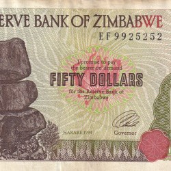 ZIMBABWE FIFTY DOLLARS OLD ISSUE WORLD NOTE