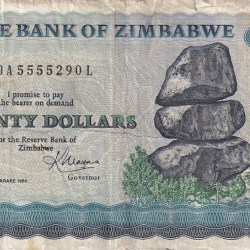 ZIMBABWE TWENTY DOLLARS OLD ISSUE WORLD NOTE