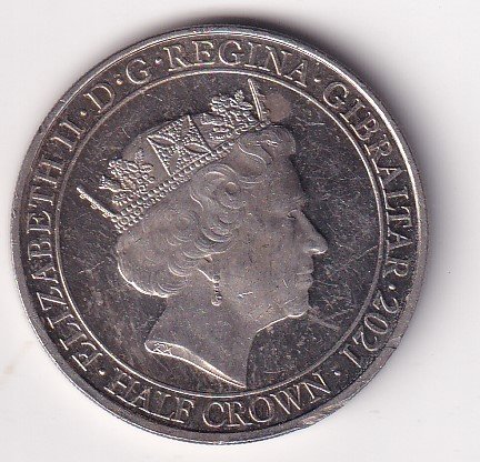 Gibraltar ½ Crown 2021 - Elizabeth II 7 Decades of Devotion Rare Coloured Coin #V-44