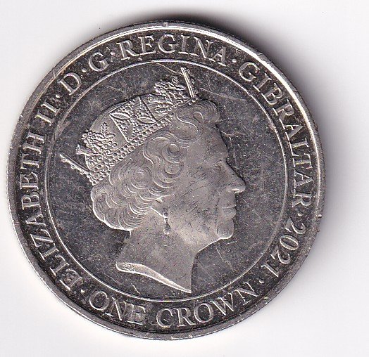 United Kingdom, Gibraltar 1 Crown 2021- ELLIZABETH II Commemorative issue Rare Coloured Coin#V-53