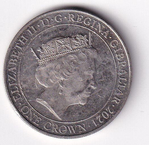United Kingdom, Gibraltar 1 Crown 2021- ELLIZABETH II Commemorative issue Rare Coloured Coin#V-55