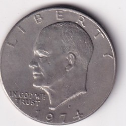 United States 1 Dollar 1974 "Eisenhower Dollar" Rare big size Coin #N-337