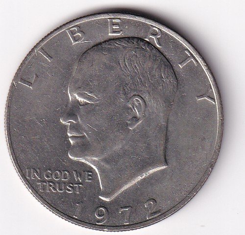 United States 1 Dollar 1972 "Eisenhower Dollar" Rare big size Coin #V-62