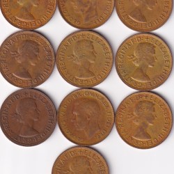 Alternative view of AUSTRALIA 10 DIFFERENT DATES ONE PENNY KANGAROO COIN SET#N338