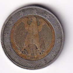 Germany, Federal 2 Euros 2002 1st map Bimetallic Rare lowest Price Coin #N342