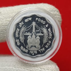 Extremely Rare 10 Paise Food And Work For All 1976 B Mint Mark Proof Coin