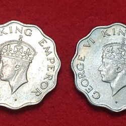 Alternative view of ONE ANNA GEORGE V 1947 BOMBAY MINT EACH COIN PRICE 525