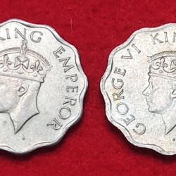 Alternative view of ONE ANNA GEORGE V 1947 CALCUTTA MINT EACH COIN PRICE 525