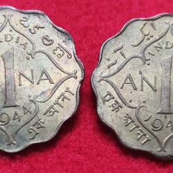 ONE ANNA GEORGE V 1944 CALCUTTA MINT EACH COIN PRICE 525
