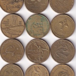 12 DIFFERENT AUSTRALIA ONE DOLLAR COMMEMORATIVE RARE ( 12 COIN SET)# N-368