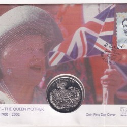 SIERRA LEONE 1 DOLLAR 2002 - HER MAJESTY THE QUEEN MOTHER - COMMEMORATIVE COIN FIRST DAY COVER MINT PACK GEM UNC
