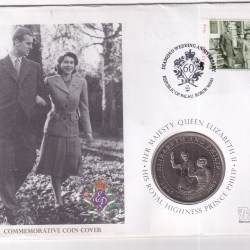 COOK ISLANDS 1 DOLLAR 2007 - *QUEEN ELIZABETH II* DIAMOND WEDDING ANNIVERSATY COMMEMORATIVE COIN FIRST DAY COVER MINT PACK GEM UNC